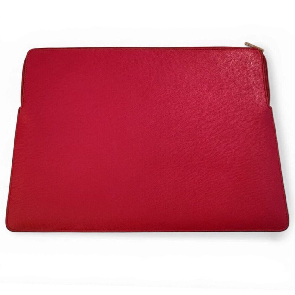 Kate Spade Saffiano Leather Laptop Sleeve Zippered Case Red Gold Hardware